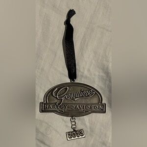 Harley-Davidson Pewter Metal Ornament with Black Ribbon